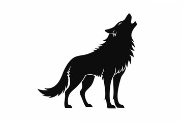 wolf howling  silhouette vector