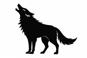 wolf howling  silhouette vector