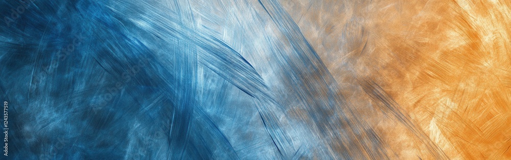 Aufkleber dynamic abstract pencil strokes blend blue and orange hues creating a visually striking background