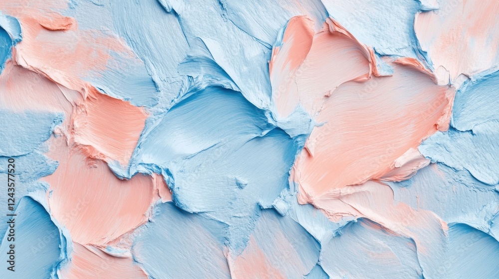 Poster abstract backdrop featuring textured pencil strokes in soft pastel colors of pink and blue with roug