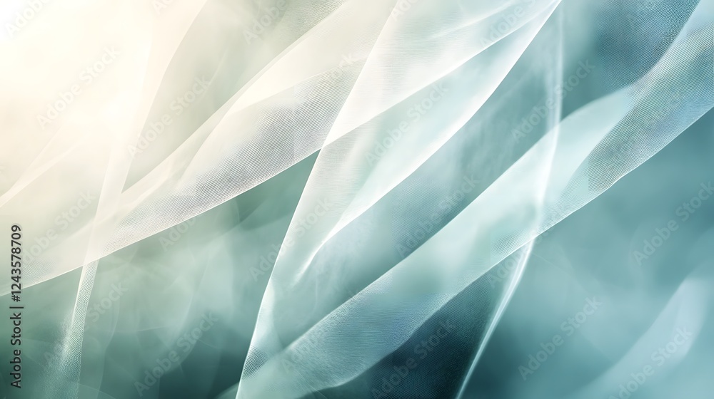 Poster ethereal translucent and flowing sheer fabric textile creating an abstract background texture and de