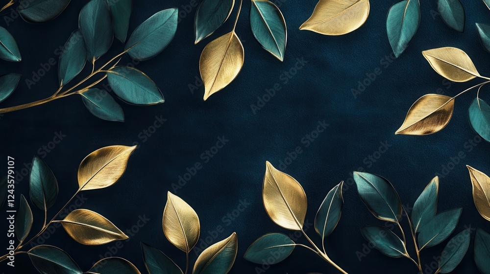 Aufkleber abstract design featuring glossy metallic gold branches against a dark background for elegant decor 