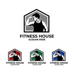 fitness house logo vector illustration