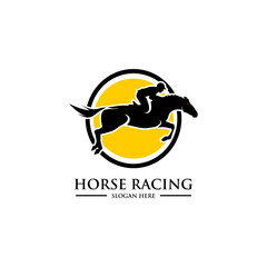 horse racing riding logo vector template