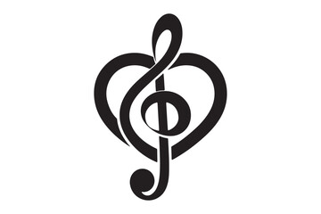 Fototapeta premium Heart music note logo