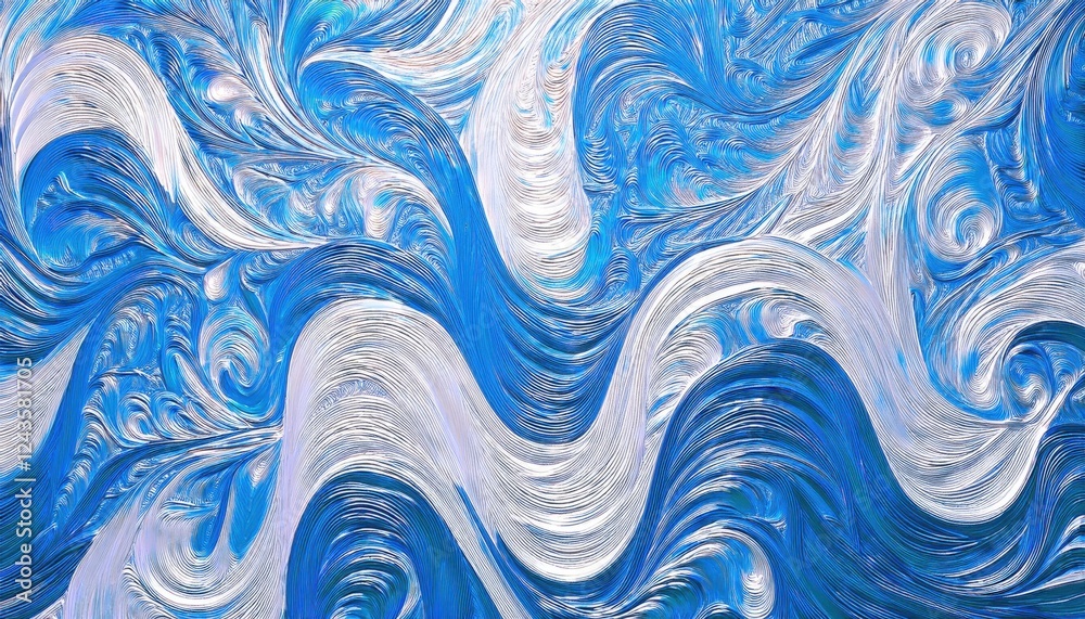 Poster swirling blue and white abstract texture with dynamic brushstroke effect, perfect for background