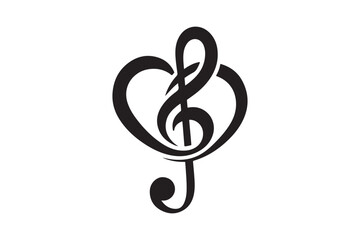 Obraz premium Heart music note logo