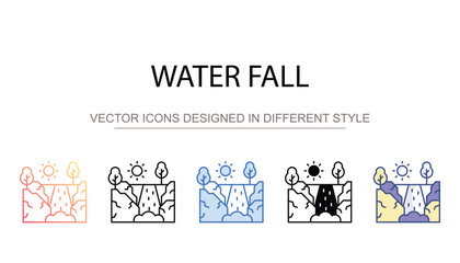 Water Fall icon design with white background stock illustration