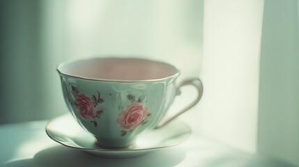 Elegant vintage tea cup with delicate floral design