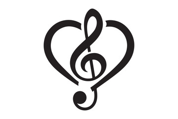 Obraz premium Heart music note logo