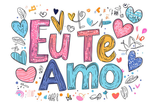  Eu Te Amo colorful love typography illustration