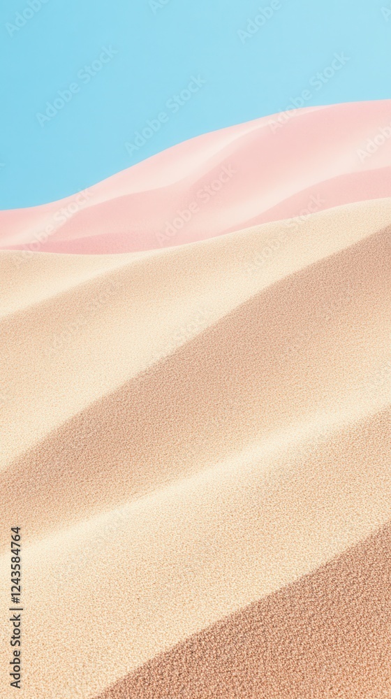 Poster soothing gradient background transitioning from soft pink to calming blue over gentle sand dunes