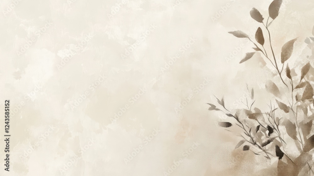 Leinwandbilder soft background with muted beige and cream tones featuring delicate leaves in subtle artistic displa