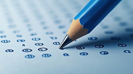 Top-Scoring Test Sheet with Answers and Pencil in Close-Up