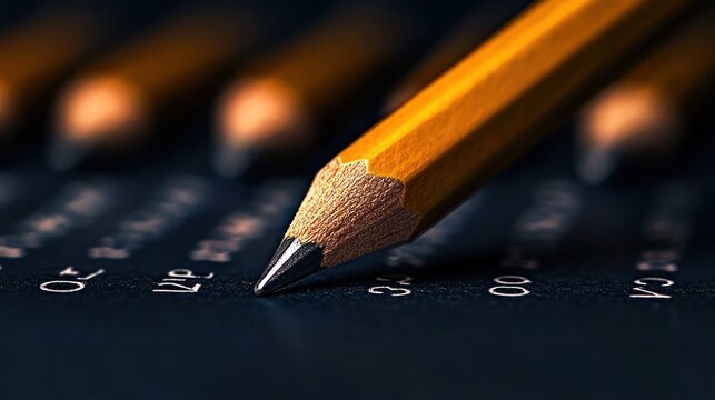 Top-Scoring Test Sheet with Answers and Pencil in Close-Up