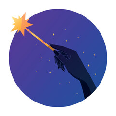 Hand holding a magic wand