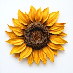 Fototapeta premium Vibrant yellow sunflower showcasing intricate petal details in natural light against a simple background
