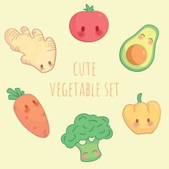 Cute vegetable set in bright colors