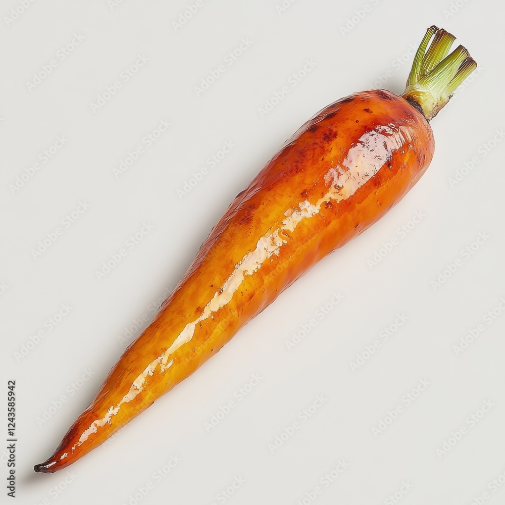Poster Roasted carrot with caramelized edges served on a simple background for a culinary presentation