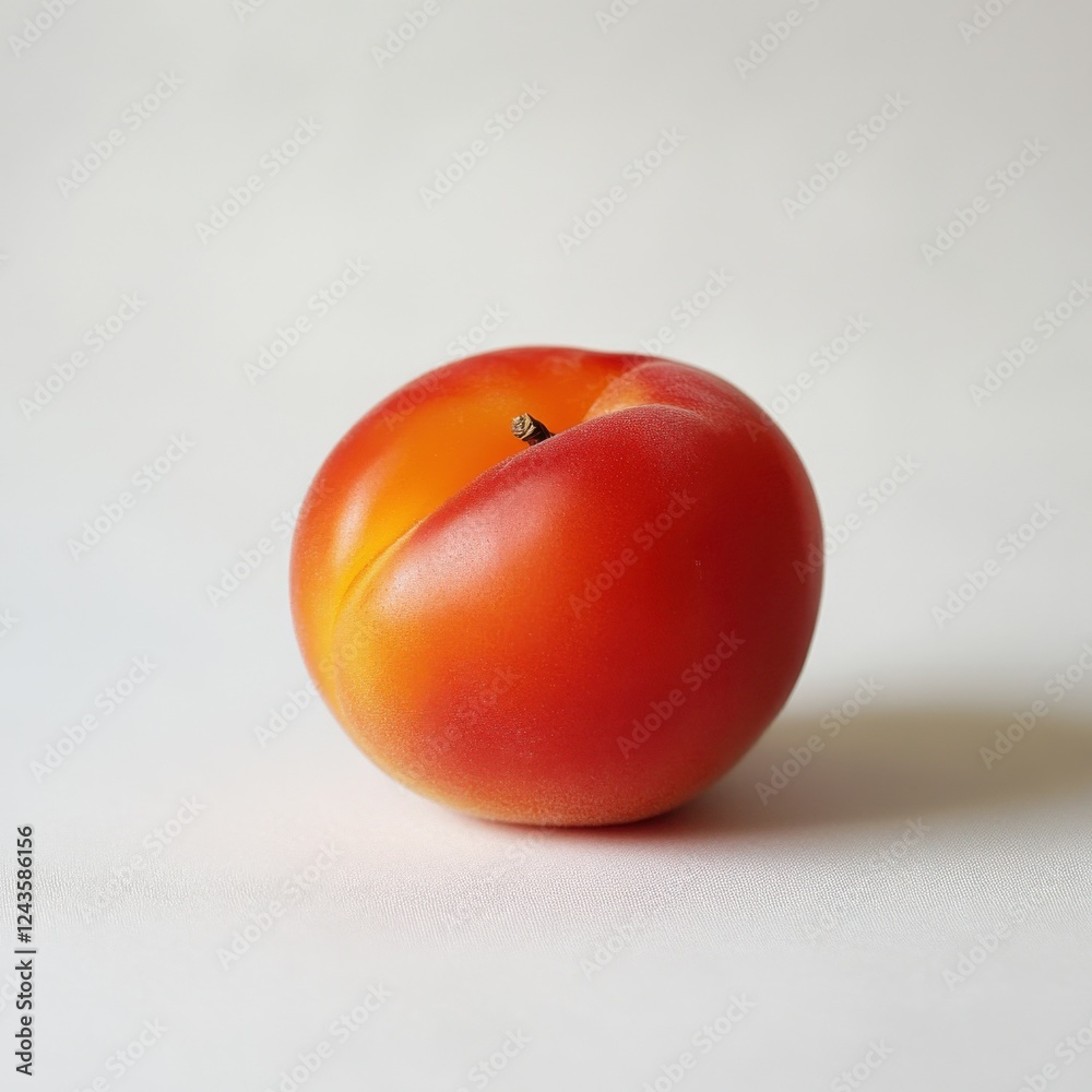 Poster ripe nectarine with smooth orange skin displayed on a neutral background showcasing its vibrant colo