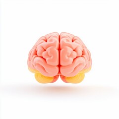3D Render of a Human Brain Pink and Peach Tones on White Background