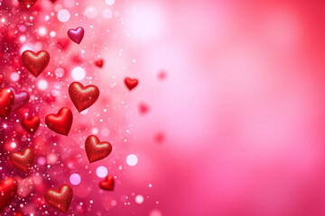 Obraz premium dense sparkling array of red pink hearts and glitter on pink bg