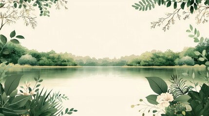 Concept of a balanced ecosystem in nature, with plants, animals, and water sources living in harmony, highlighting the importance of ecological preservation and environmental protection.