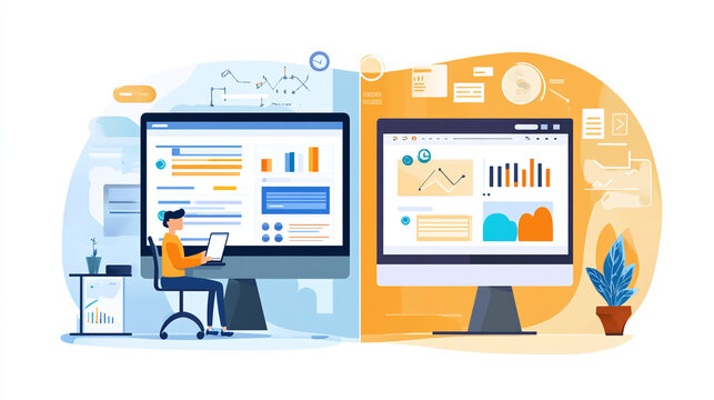 A split-screen image showing before and after results of a website optimized for SEO