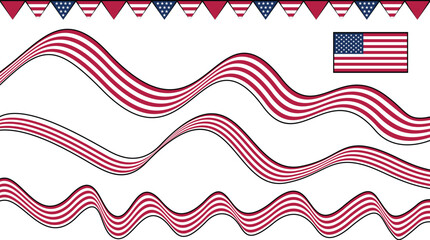 A decorative design featuring wavy lines and the American flag, suitable for festive occasions.