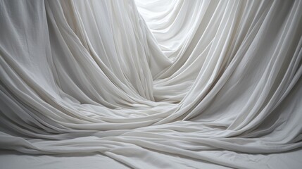 Obraz premium Soft White Fabric Drapery with Graceful Flow and Gentle Movement