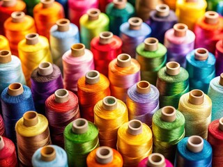 Panoramic View of Colorful Sewing Thread Spools for Needlework & Crafts