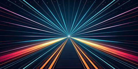 Fototapeta premium Abstract light burst with colorful rays and motion on a fast highway