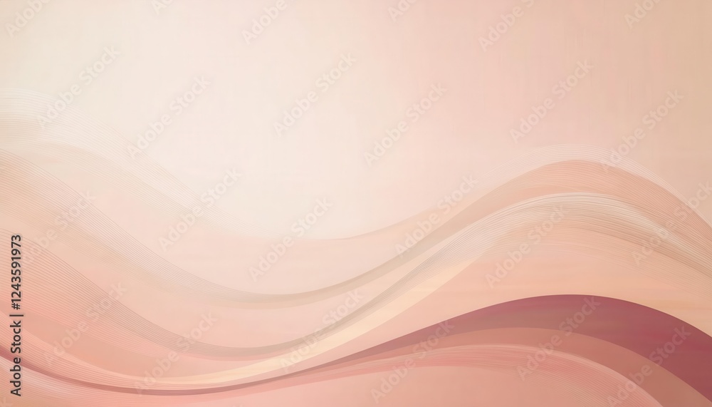 Poster flowing abstract peach gradient waves for minimal background design, soft curves with line texture for decor and presentation