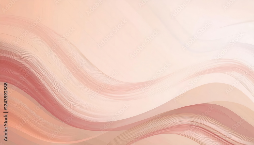 Aufkleber flowing abstract peach gradient waves for minimal background design, soft curves with line texture for decor and presentation