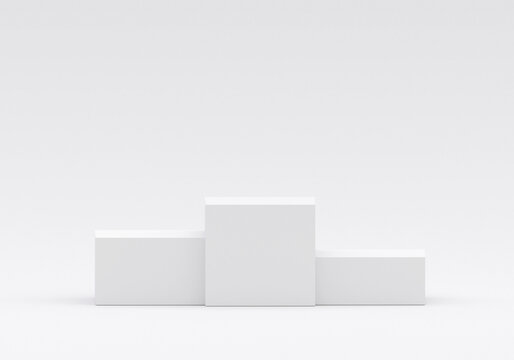 White square product display podium in studio room, for display presentation