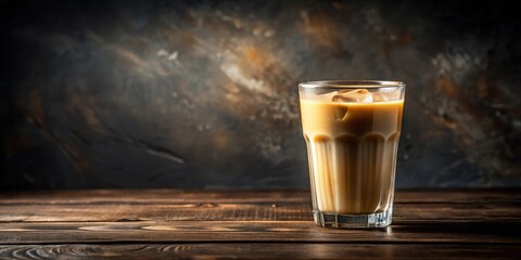 Refreshing Iced Coffee in a Glass on a Wooden Table