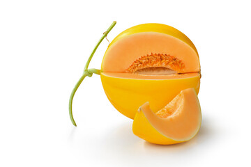 golden melon sweet fruit isolated on white background. This has clipping path.