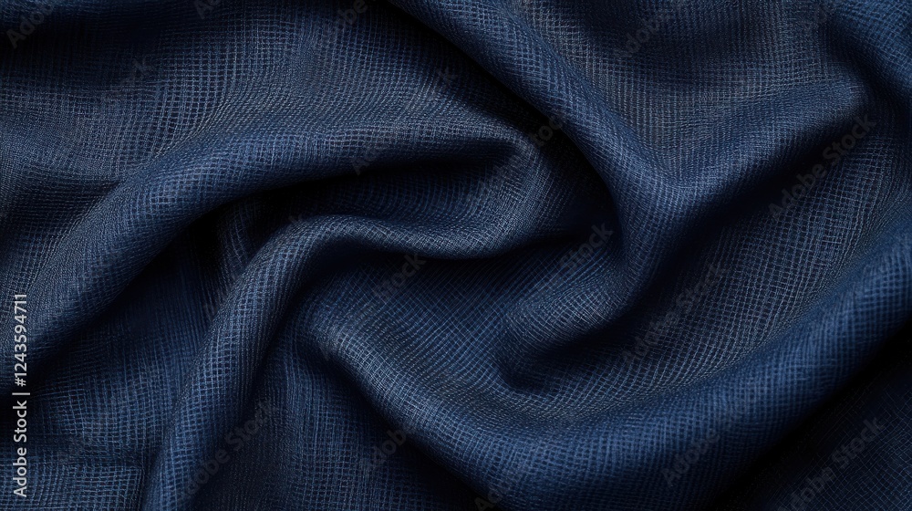 Aufkleber Smooth deep navy blue fabric draped softly to create elegant textures and patterns for various artistic applications
