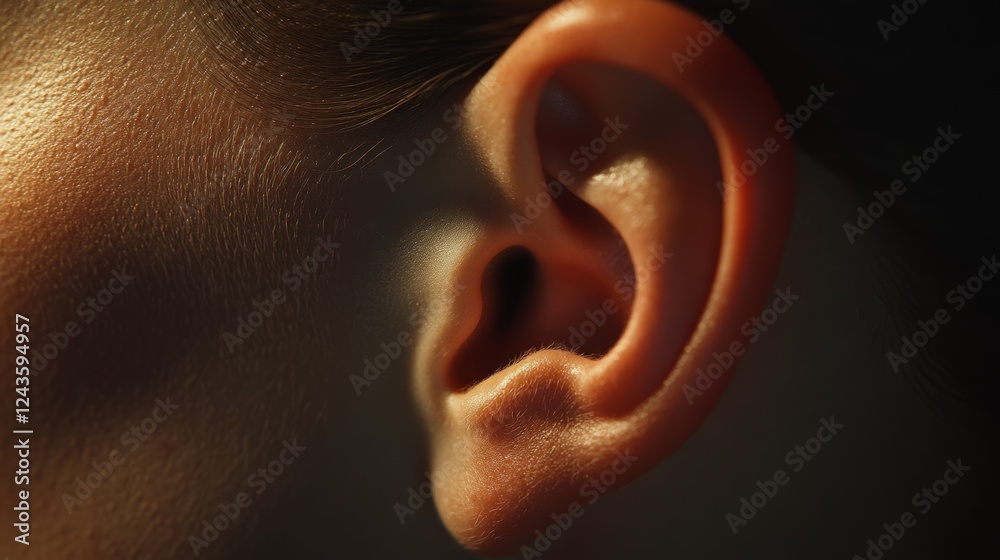 Aufkleber warm light illuminating the intricate details of the human ear, emphasizing its essential role in so