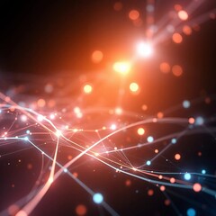 Fototapeta premium Artistic illustration. Neural network, a fantastic microcosm of atoms