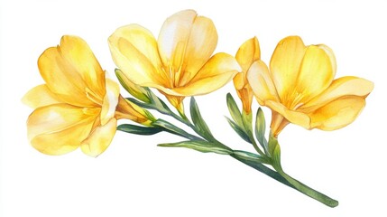 Naklejka premium Watercolor Yellow Flowers - A Vibrant Floral Illustration