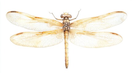 Delicate Watercolor Dragonfly, Detailed Illustration of a Majestic Insect