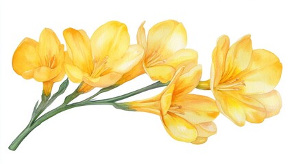 Fototapeta premium Watercolor Yellow Flowers - Delicate Floral Illustration