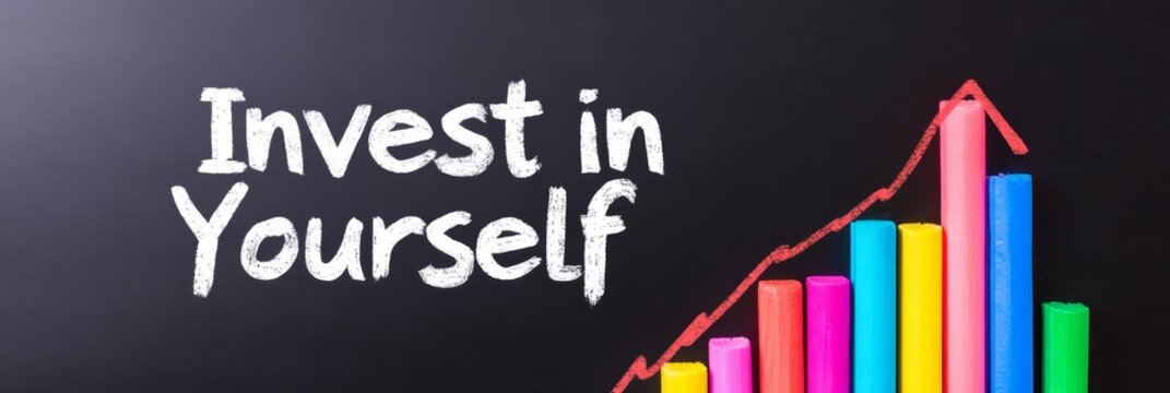 Invest In Yourself: A Path to Growth - Personal growth, self-improvement, progress, achievement, future success.  Visual representation of investing in oneself leading to upward trajectory.
