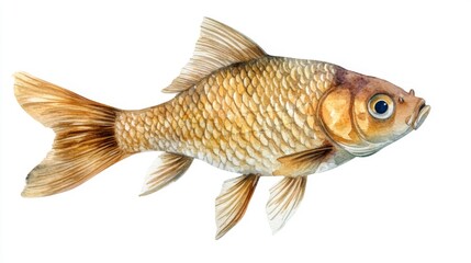 Naklejka premium Watercolor Fish Illustration - Detailed Goldfish Painting