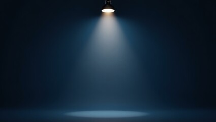 Color navy blue backdrop with an aesthetically positioned spotlight lamp at the top, casting soft, evenly distributed light across the scene