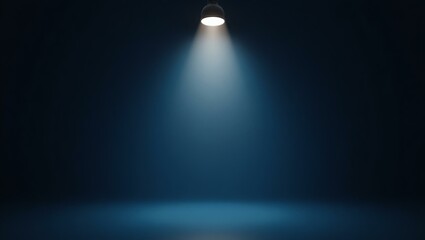 Color navy blue backdrop with an aesthetically positioned spotlight lamp at the top, casting soft, evenly distributed light across the scene