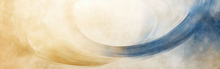 Obraz premium Swirling pencil strokes create a serene composition in muted gold and indigo hues