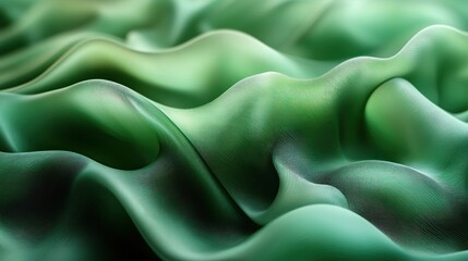 Obraz premium Gentle undulating fabric in shades of green, creating a serene atmosphere, perfect for backgrounds in design projects