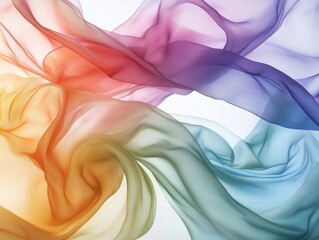 Obraz premium Flowing colorful fabric waves in soft motion...